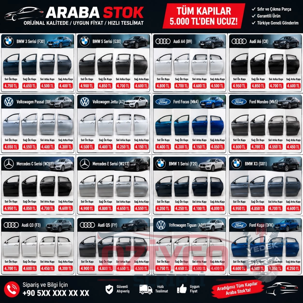 ARABA STOK – Çıkma & Sıfır Kapı Parçaları
